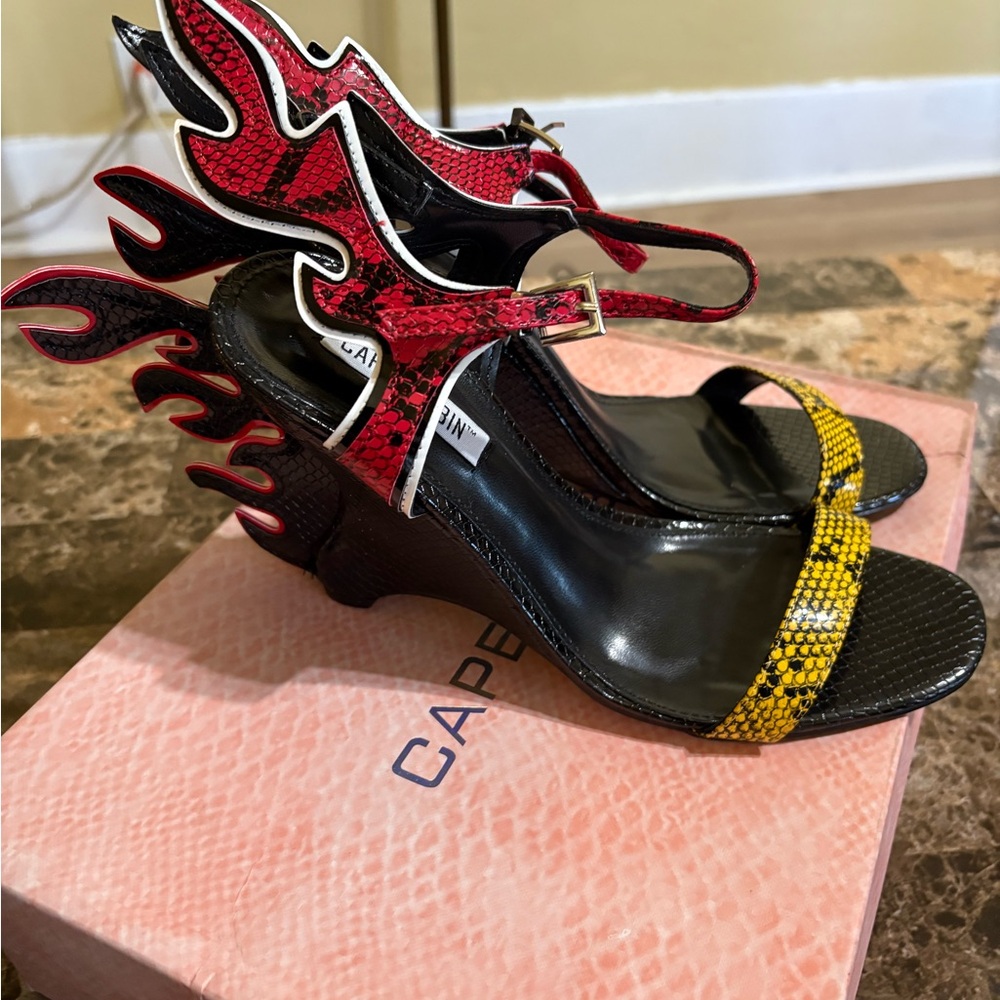 Cape Robbin Red and Yellow Flame Heels Size is 9 but fits more like 8/8.5